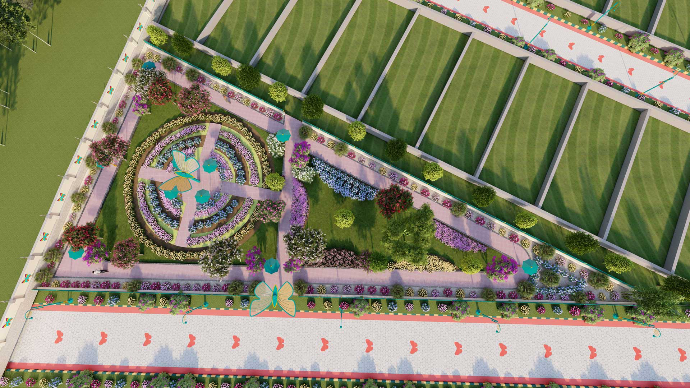 Spanning across 19,900 sq.mt, Riyasat Town 1st extension is based on butterfly theme. This JDA & RERA approved township offers residential and commercial plots which fulfils your need. This township has 12m, 9m, 7.50m & 60m wide road which connects you well with the Jaipur city. In distance with Shivdaspura Railway Station 8.3km, Jagatpura Railway Station 17.3 km and JECRC and Poornima University just 8.5 km away with the township. This township provides you best in- class infrastructure. Here, you can enjoy amenities like shopping area, sky temple, Gym Area and Kids Play Area and different types of gardens.